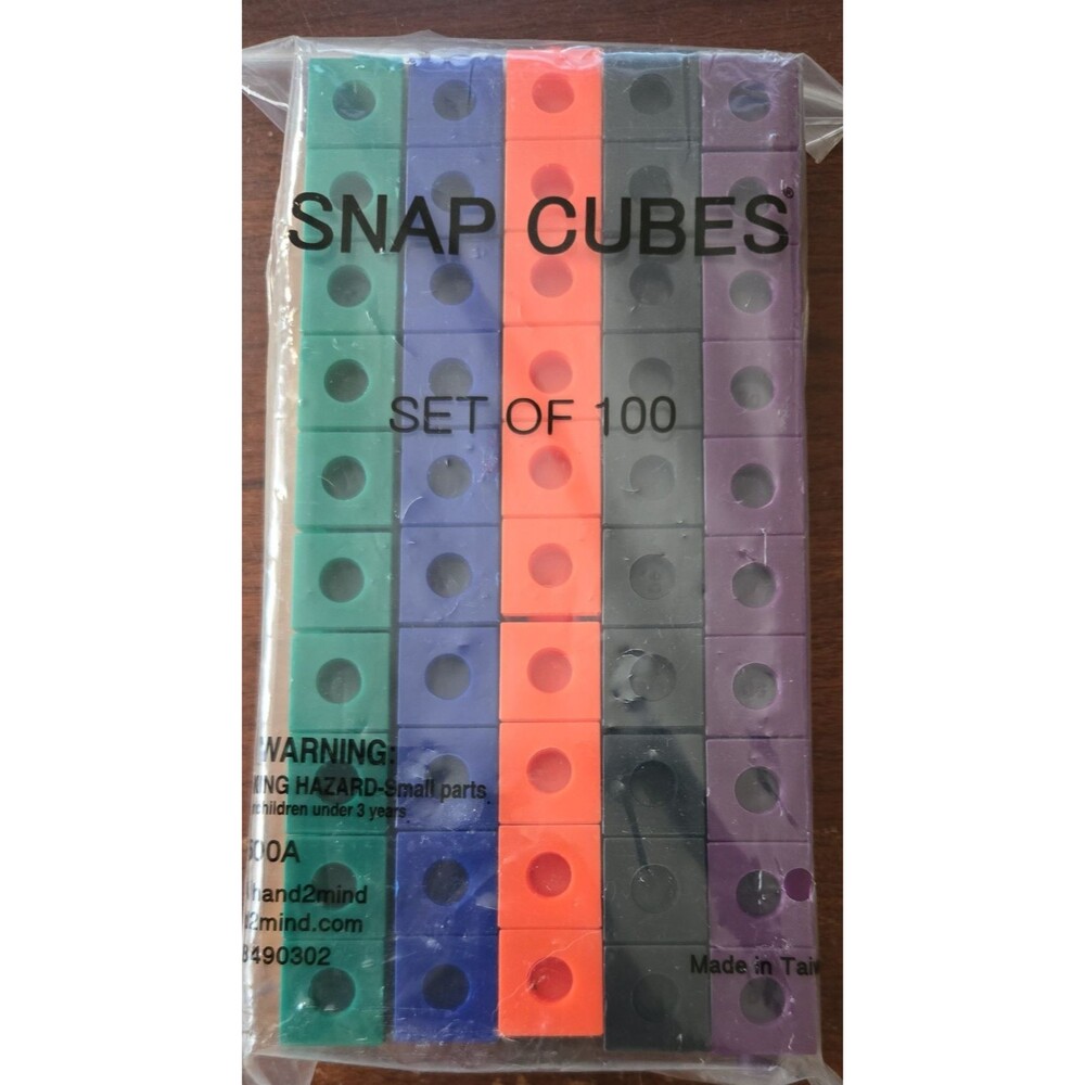 Hand 2 Mind Snap Cubes Set of 100 10 color math manipulatives - See Description